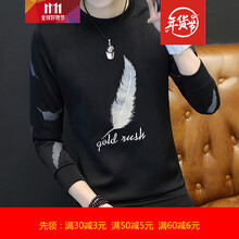 柏斐荻（BYPHYTEE） 長袖 男士T恤 羽毛衛(wèi)衣黑色 