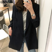 黑色長款寬松西裝