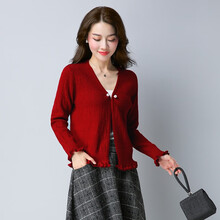 修身短款系帶毛衣，微胖女神