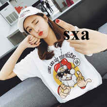 SXA 立體剪裁，印花，羅紋 短袖 T恤 女 圓領(lǐng)