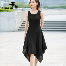 哥弟（GIRDEAR） 純色 不規(guī)則 連衣裙