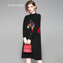 法曼麗（FEMLY） 動物 拼色 連衣裙