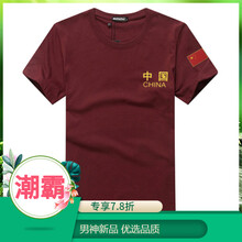 贊璐桐（ZANLUTONG） 短袖 男士T恤 酒紅色中國(guó) 短袖 