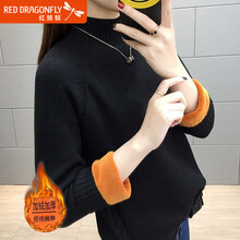女高領(lǐng)黑色毛衣中長款