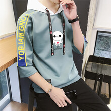 其他品牌 五分袖 男士T恤 362湖藍色 