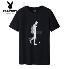 花花公子（PLAYBOY PHYSICAL） 短袖 男士T恤 黑色（218） 