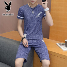 花花公子（PLAYBOY PHYSICAL） 短袖 男士T恤 牛仔藍(lán) 