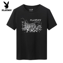 花花公子（PLAYBOY PHYSICAL） 短袖 男士T恤 黑色（470） 