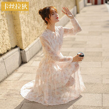 卡絲拉狄（cathyladi） 碎花 抽褶，拼接，褶皺，綁帶 連衣裙