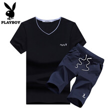 花花公子（PLAYBOY） 短袖 男士T恤 黑藍(lán) 