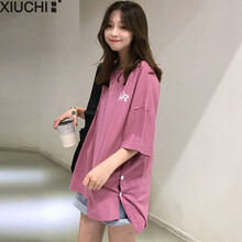 袖馳（XIUCHI） 紐扣，印花 短袖 T恤 女 圓領(lǐng)