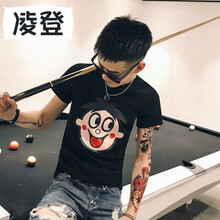 凌登（LingDeng） 短袖 男士T恤 黑色旺仔B070 