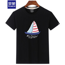 羅蒙（ROMON） 短袖 男士T恤 帆船黑色 