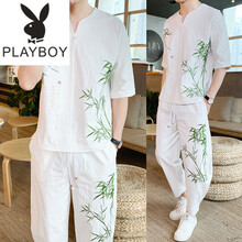 花花公子（PLAYBOY ESTABLISHED 1953） 七分袖 男士T恤 TZ112白色 