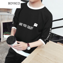 BOYXCO 七分袖 男士T恤 T01七分袖  黑色 