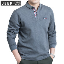 吉普（JEEP） 長(zhǎng)袖 男士T恤 灰色  PS0001 