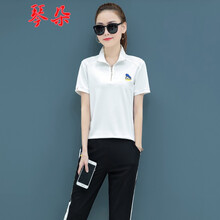 琴朵（QINDUO） 刺繡 短袖 T恤 女 立領(lǐng)