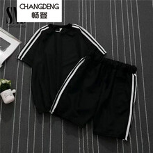 暢登（CHANGDENG） 短袖 男士T恤 黑色三桿套裝 單套裝 