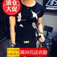 閃爆（SHANBAO） 短袖 男士T恤 KC雙鶴黑色 