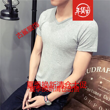 尊尚鳥(niǎo) 短袖 男士T恤 灰色V領(lǐng)短袖 