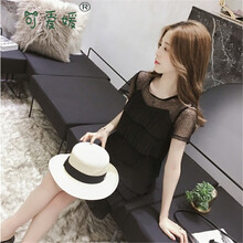 可愛(ài)媛 純色 拼接，立體裁剪 連衣裙