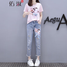 佑淑（YOUSHU） 高腰 直筒褲 女 七分褲 牛仔褲