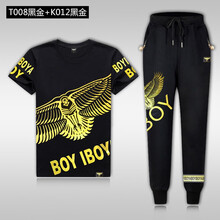 PW&BOY 短袖 男士T恤 T008黑金+K012黑金 