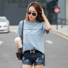 莎以朵（SHAYIDUO） 不規(guī)則 短袖 T恤 女 圓領(lǐng)