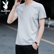 花花公子（PLAYBOY ESTABLISHED 1953） 短袖 男士T恤 灰色 Z1233 
