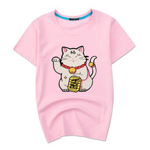 倪芯哲（N.XINZHE） 短袖 男士T恤 粉T招財貓 S，XL，4XL，XS，L，M