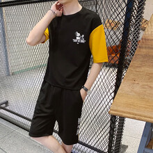 C2潮朝 短袖 男士T恤 TZ122黑色黃袖 