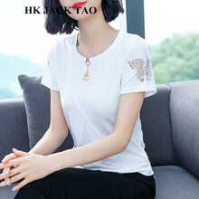 hk jack tao 繡花 短袖 T恤 女 圓領