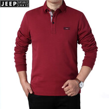 Jeep 長袖 男士T恤 長袖PS001紅色 