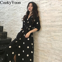 CookyYoon 純色 拼接，褶皺，印花 連衣裙