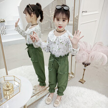 女童春秋碎花兩件套休閑