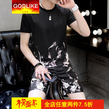 古萊登（GODLIKE） 長(zhǎng)袖 男士T恤 火焰黑 