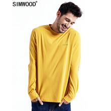 SIMWOOD 長袖 男士T恤 黃色 
