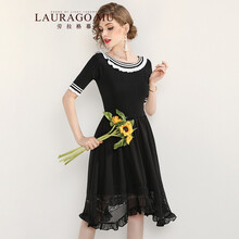 勞拉格慕（Lauragomu） 條紋 拼接，條紋 連衣裙