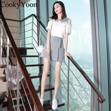 CookyYoon 格子 格子，蕾絲拼接 連衣裙