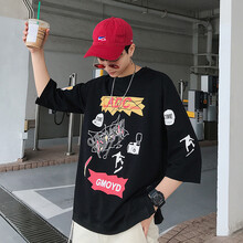 登寶時(shí) 七分袖 男士T恤 黑色 