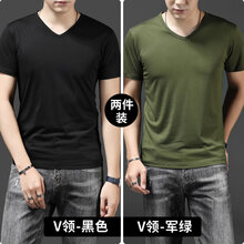 賓色（BINSE） 短袖 男士T恤 V領黑 V領軍綠(雙件) 