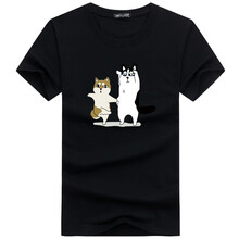 K L B ZHE 短袖 男士T恤 二哈黑色 S，4XL，5XL，L，XXL，M，XXXL