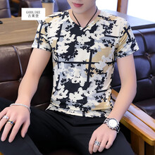 古萊登（GODLIKE） 短袖 男士T恤 花墨黃 XL，L，XXXL，M，XXL