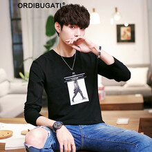 ORDIBUGATI 長(zhǎng)袖 男士T恤 黑色 