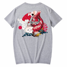 俞兆林（YUZHAOLIN） 短袖 男士T恤 灰T-前魚(yú)躍龍門(mén)胸標(biāo)后魚(yú)躍龍門(mén) 