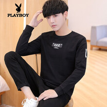 花花公子（PLAYBOY） 長(zhǎng)袖 男士T恤 8279黑色 