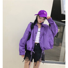 紫棉服女韓版短款