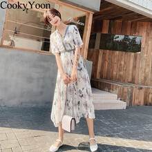 CookyYoon 純色 花邊 連衣裙
