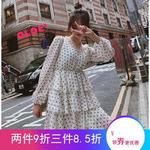 波點短款連衣裙