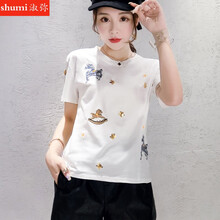 淑彌（Shumi） 亮片，繡花，燙畫(huà) 短袖 T恤 女 圓領(lǐng)